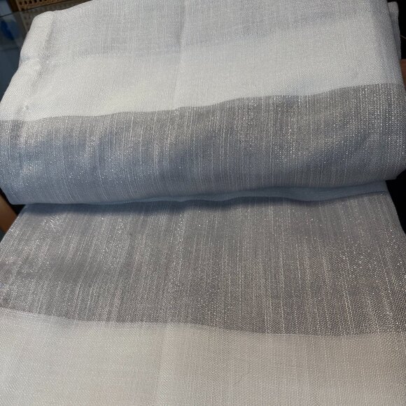 ✨ Allen + Roth 84" Grey Striped Semi-Sheer Grommet Curtain 4 Panels ✨ - Picture 2 of 6